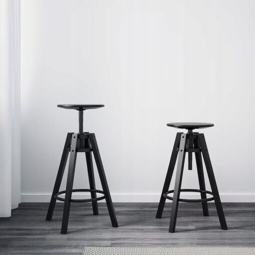IKEA DALFRED STOŁEK BAROWY CZARNY 63-74 CM - obrazek 7