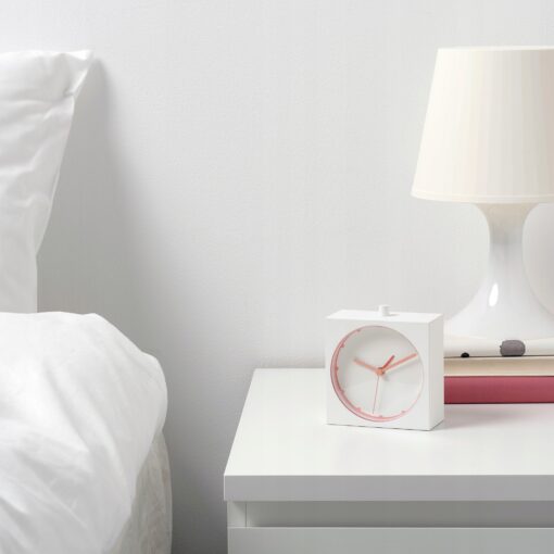 IKEA BAJK ZEGAR BUDZIK BIAŁY RÓŻ 5X11 BEZ TYKANIA - obrazek 2