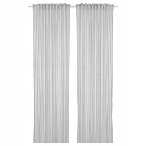 IKEA BYMOTT ZASŁONA BIAŁY/SZARY PASKI 120x300 2SZT
