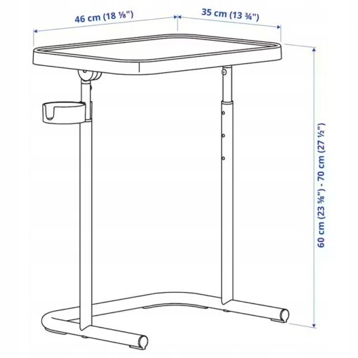 IKEA BJORKASEN STOLIK POD LAPTOPA BIAŁY 60-70 CM - obrazek 6