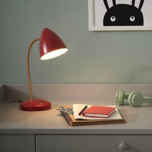 IKEA ISNALEN LAMPA BIURKOWA LED CZERWONA / MOSIĄDZ - obrazek 6