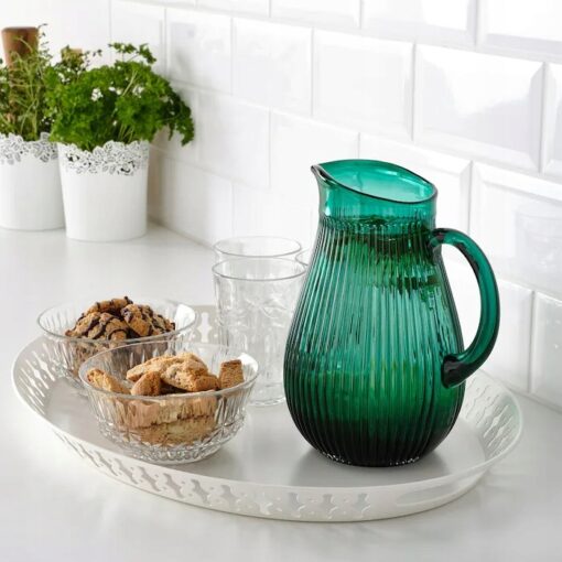 IKEA SALLSKAPLIG DZBANEK SZKLANY WZÓR ZIELONY 2 L - obrazek 2
