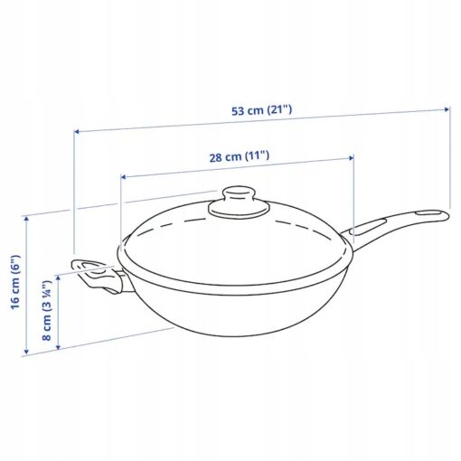 IKEA HEMLAGAD WOK PATELNIA Z POKRYWKĄ 28cm CZARNY - obrazek 8