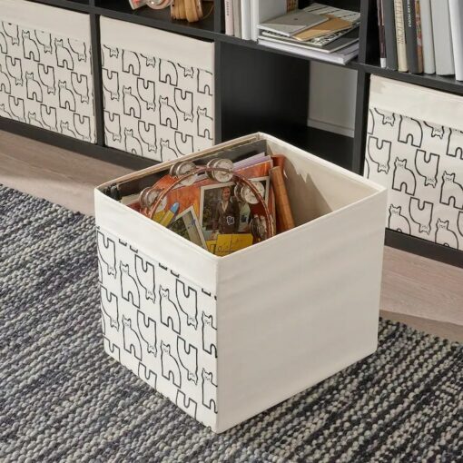 IKEA DRONA PUDEŁKO BEŻOWE / WZÓR W KOTY 33x38x33cm - obrazek 4