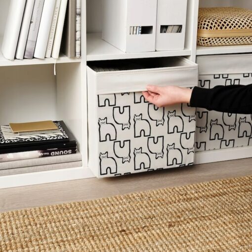 IKEA DRONA PUDEŁKO BEŻOWE / WZÓR W KOTY 33x38x33cm - obrazek 3