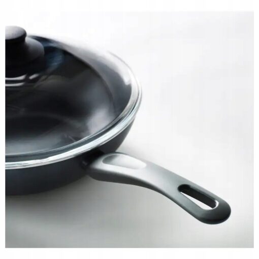 IKEA HEMLAGAD WOK PATELNIA Z POKRYWKĄ 28cm CZARNY - obrazek 4