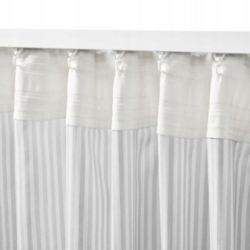 IKEA BYMOTT ZASŁONA BIAŁY/SZARY PASKI 120x300 2SZT - obrazek 4