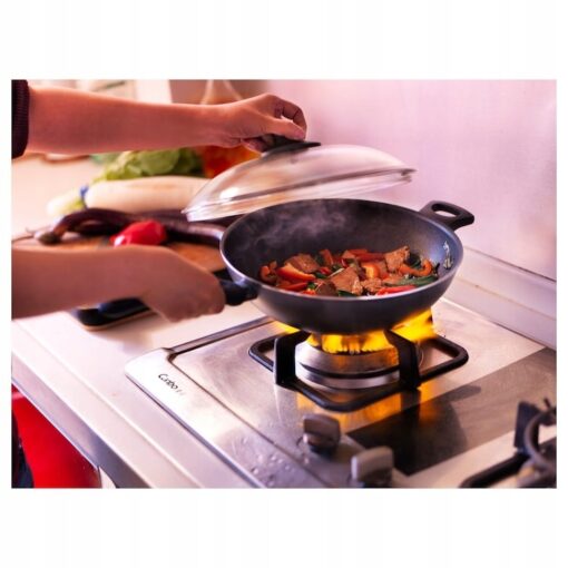 IKEA HEMLAGAD WOK PATELNIA Z POKRYWKĄ 28cm CZARNY - obrazek 7