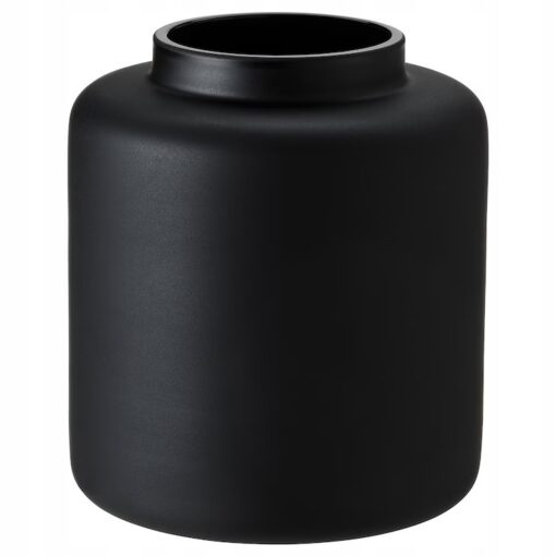 IKEA KONSTFULL WAZON SZKŁO MATOWE / CZARNY 10 CM