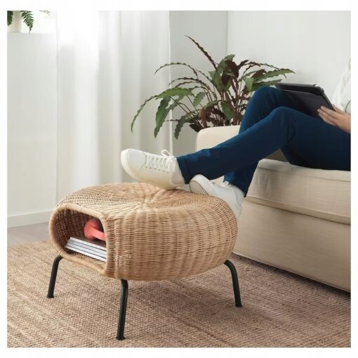 IKEA GAMLEHULT PODNÓŻEK ZE SCHOWKIEM RATTANOWY - obrazek 4