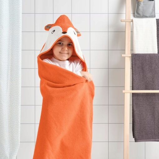 IKEA BRUMMIG RĘCZNIK Z KAPTUREM LIS POMARAŃCZOWY - obrazek 2