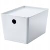 IKEA KUGGIS POJEMNIK Z POKRYWKĄ BIAŁY 18X26X15CM
