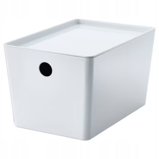 IKEA KUGGIS POJEMNIK Z POKRYWKĄ BIAŁY 18X26X15CM