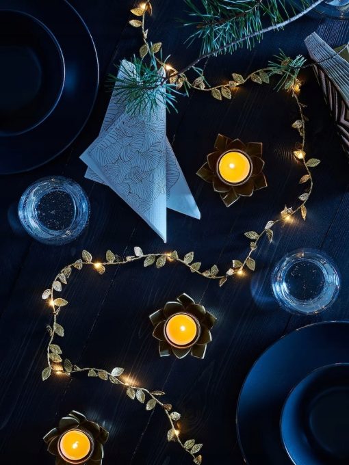 IKEA STRALA GIRLANDA LED NA BATERIE ZŁOTE LIŚCIE - obrazek 4