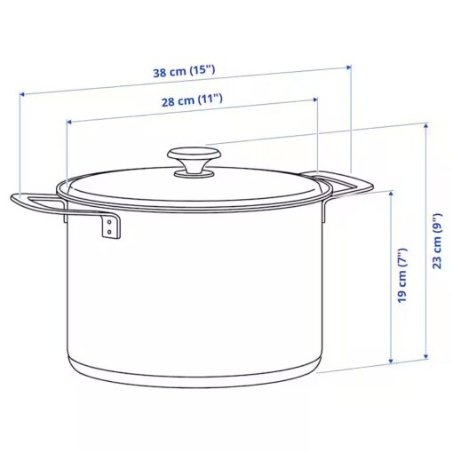 IKEA HEMKOMST GARNEK Z POKRYWKĄ STALOWY 10 L - obrazek 6