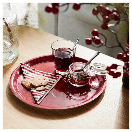 IKEA VINTERFINT TACA ŚWIĄTECZNA CZERWONA ZE WZOREM - obrazek 2
