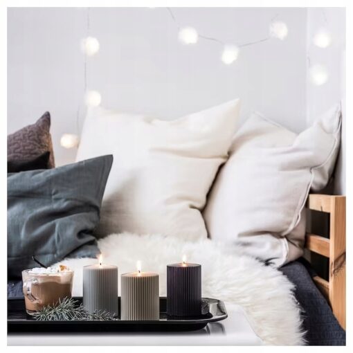 IKEA GLASBJORK ŚWIECA DREWNO CEDROWE WANILIA 3 SZT - obrazek 2
