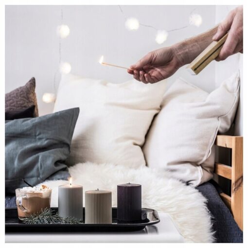IKEA GLASBJORK ŚWIECA DREWNO CEDROWE WANILIA 3 SZT - obrazek 4