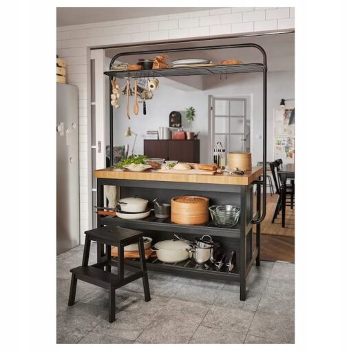 IKEA BEKVAM TABORET ZE SCHODKIEM CZARNY 50 CM - obrazek 3