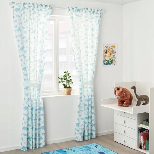 IKEA JATTELIK ZASŁONA Z WIĄZANIEM DINOZAUR 120X300 - obrazek 2