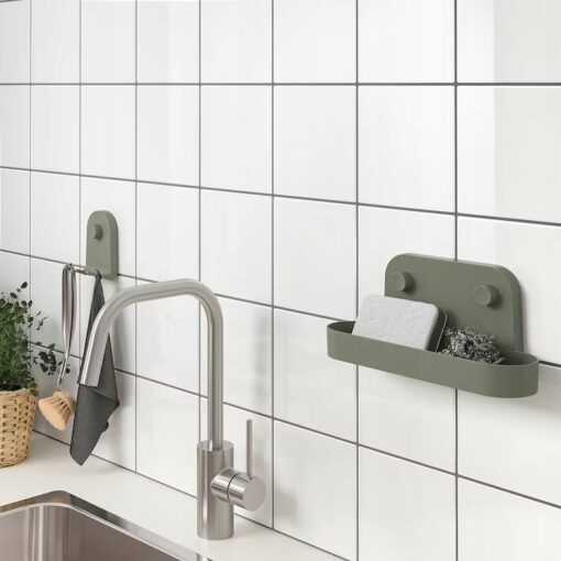 IKEA OBONAS PÓŁKA ŚCIENNA Z PRZYSSAWKĄ SZAROZIEL. - obrazek 3