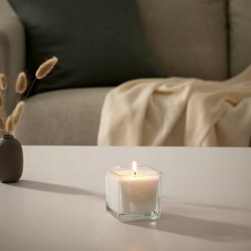 IKEA FRAMFARD ŚWIECA ZAPACHOWA BIAŁA ŚWIEŻE PRANIE - obrazek 2