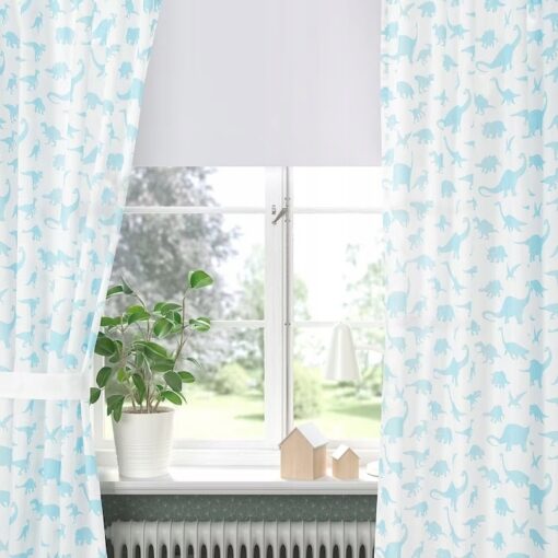 IKEA JATTELIK ZASŁONA Z WIĄZANIEM DINOZAUR 120X300 - obrazek 3