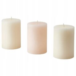 IKEA JAMLIK ŚWIECA ZAPACHOWA WANILIA / BEŻ 3 SZT.