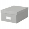 IKEA HOVKRATS POJEMNIK Z POKRYWKĄ SZARY 23x32x14cm