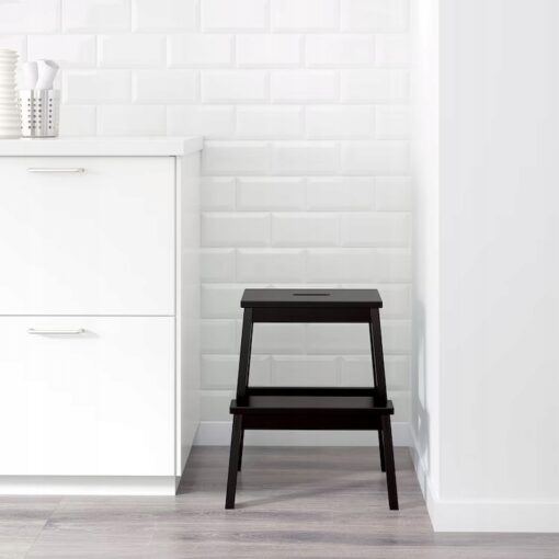 IKEA BEKVAM TABORET ZE SCHODKIEM CZARNY 50 CM - obrazek 2