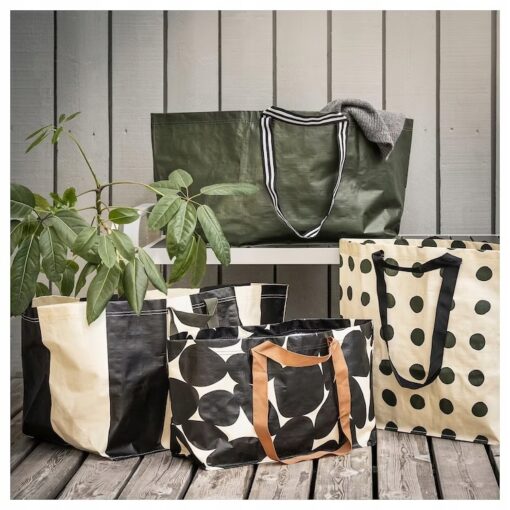 IKEA SACKKARRA TORBA KREMOWA W CZARNE PASKI 71 L - obrazek 5
