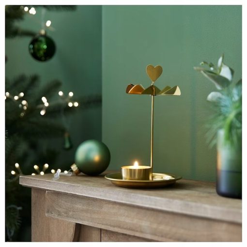 IKEA VINTERFINT ŚWIECZNIK NA TEALIGHTY ZŁOTY 17 CM - obrazek 2