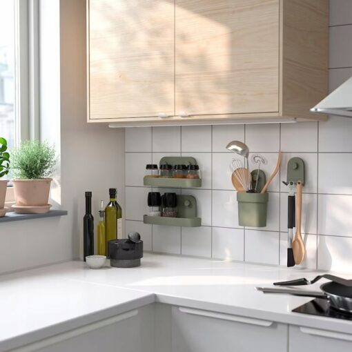 IKEA OBONAS PÓŁKA ŚCIENNA Z PRZYSSAWKĄ SZAROZIEL. - obrazek 2