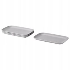 IKEA FARGKLAR TALERZ SZARY MATOWY 30x18 CM 4 SZT.