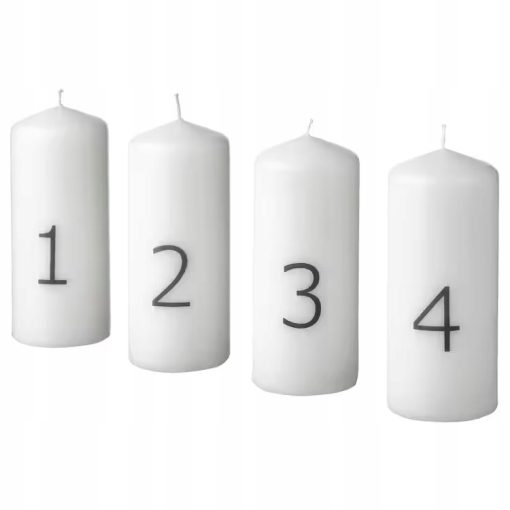IKEA VINTERFINT ŚWIECA ADWENTOWA BIAŁA 4 SZT.