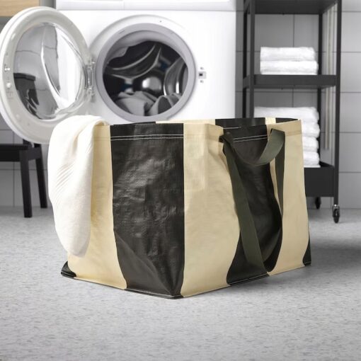 IKEA SACKKARRA TORBA KREMOWA W CZARNE PASKI 71 L - obrazek 3