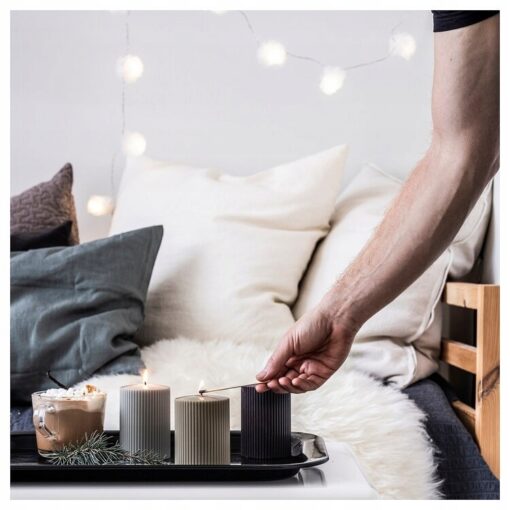 IKEA GLASBJORK ŚWIECA DREWNO CEDROWE WANILIA 3 SZT - obrazek 3