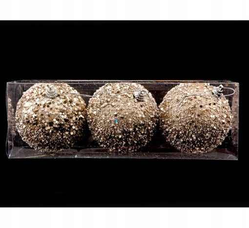 BOMBKI CHOINKOWE ZDOBIONE ZE STYROPIANU 8 CM 3 SZT