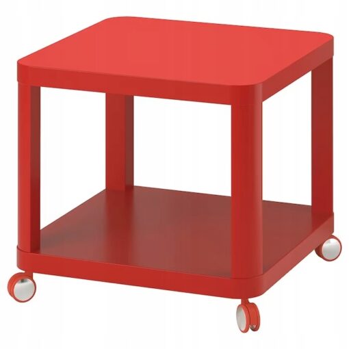 IKEA TINGBY STOLIK NA KÓŁKACH CZERWONY 50X50CM