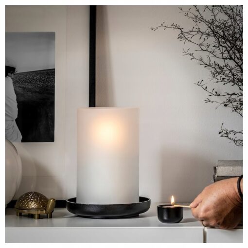 IKEA HEDERVARD LATARENKA SZKLANA / CZARNA 22 CM - obrazek 4