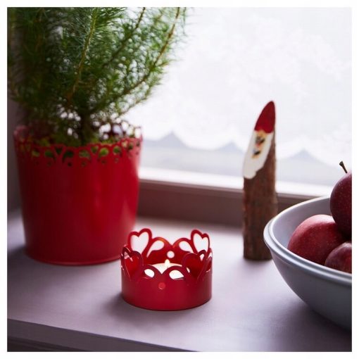 IKEA VINTERFINT ŚWIECZNIK NA TEALIGHT CZERWONY 5cm - obrazek 2