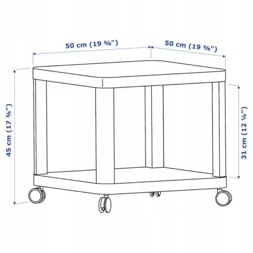IKEA TINGBY STOLIK NA KÓŁKACH CZERWONY 50X50CM - obrazek 7