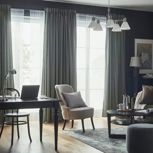 IKEA TIBAST ZASŁONY ZACIEMNIAJĄCE ZIELONY 145x300 - obrazek 7