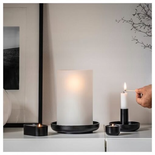 IKEA HEDERVARD LATARENKA SZKLANA / CZARNA 22 CM - obrazek 5