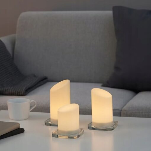 IKEA ADELLOVSKOG ŚWIECA BRYŁOWA LED BIAŁY 3 SZT. - obrazek 4