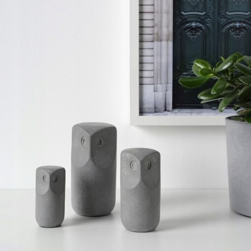 IKEA TONAD KOMPLET OZDÓB SOWY SZARE 3 SZTUKI - obrazek 3