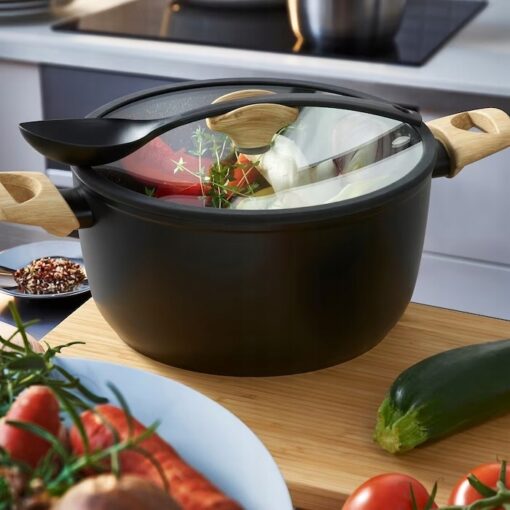 IKEA HUSKNUT GARNEK Z POKRYWKĄ CZARNY 5 L - obrazek 3