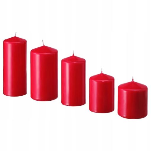 IKEA FENOMEN ŚWIECA BEZZAPACHOWA CZERWONA 5 SZT.