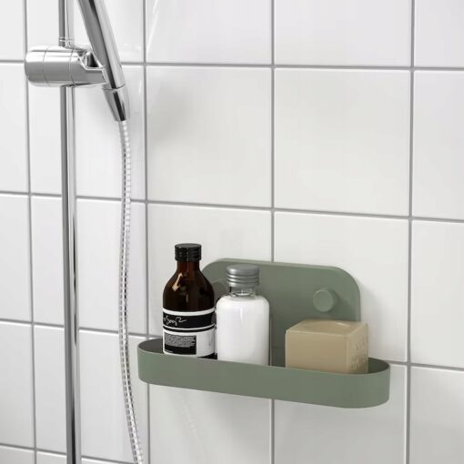 IKEA OBONAS PÓŁKA ŚCIENNA Z PRZYSSAWKĄ SZAROZIEL. - obrazek 5
