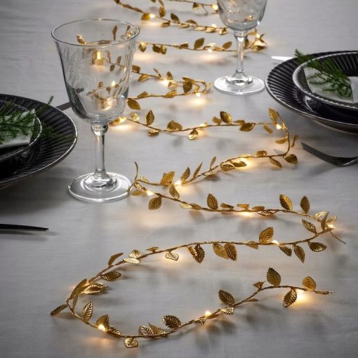 IKEA STRALA ŁAŃCUCH ŚWIETLNY LED - ZŁOTE LIŚCIE - obrazek 2